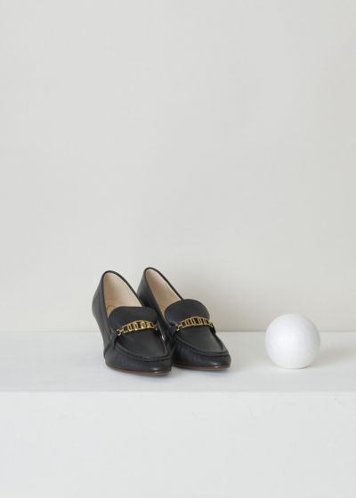 Tods Black leather loafers with a spool heel
