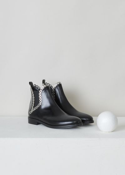 AlaÃ¯a Black Chelsea boots with silver detailing