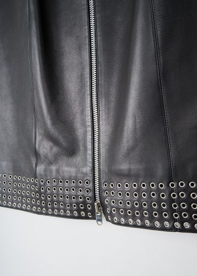 Alaïa Black leather midi skirt with silver detailing