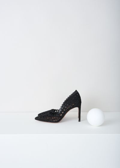 Alaïa Black suede pumps with laser-cutouts photo 2