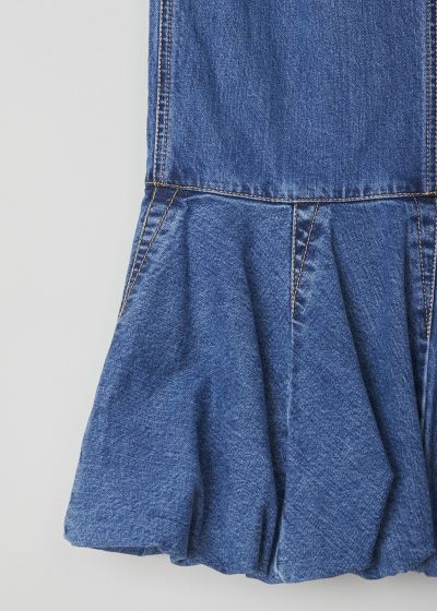 Alaïa Blue denim fit-and-flare skirt