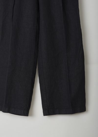 Aspesi Black linen pants with straight wide legs