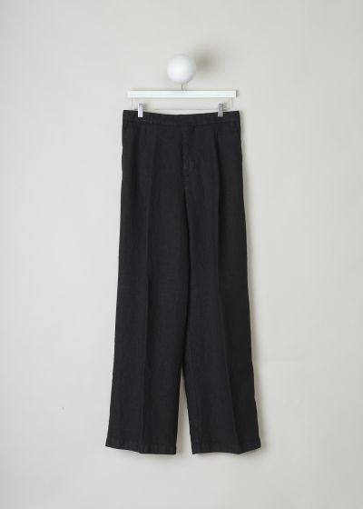 Aspesi Black linen pants with straight wide legs photo 2