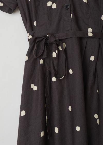 Aspesi Brown linen maxi dress with dotted print