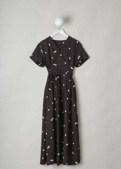 Aspesi Brown linen maxi dress with dotted print photo 2