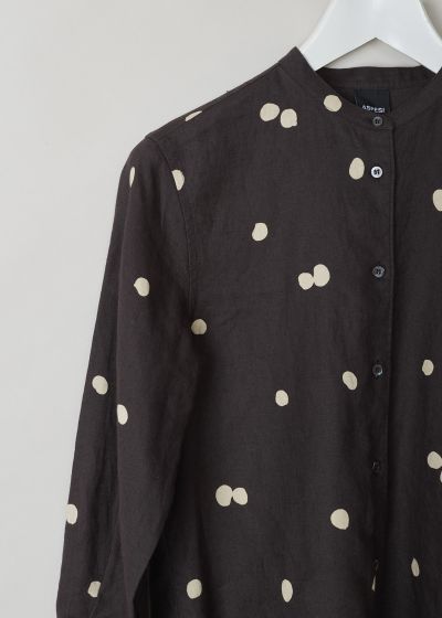 Aspesi Brown linen blouse with dotted print 