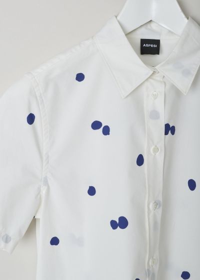 Aspesi Short sleeve blouse with blue dotted print