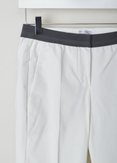Brunello Cucinelli White trousers with grey elasticated panel