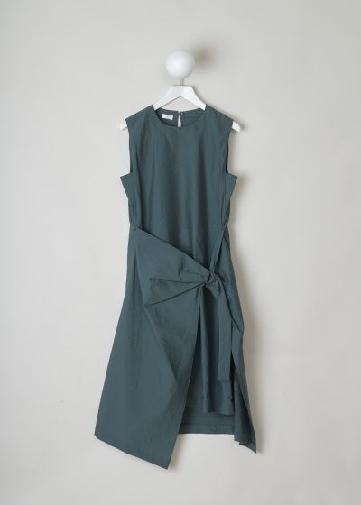 Brunello Cucinelli Green sleeveless dress with draped belt detail photo 2