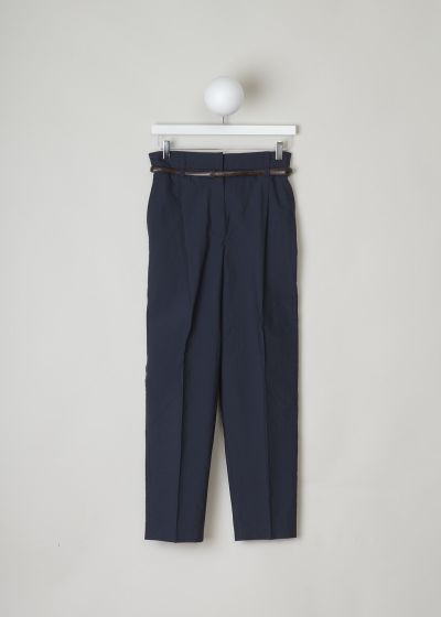 Brunello Cucinelli Navy blue pants with a brown leather belt  photo 2