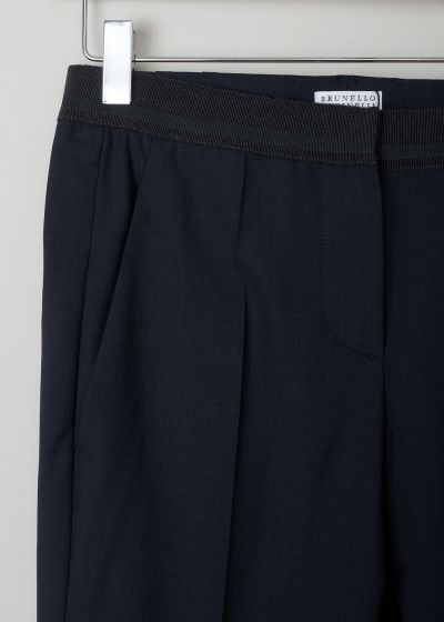 Brunello Cucinelli Navy blue pants with party elasticated waistband
