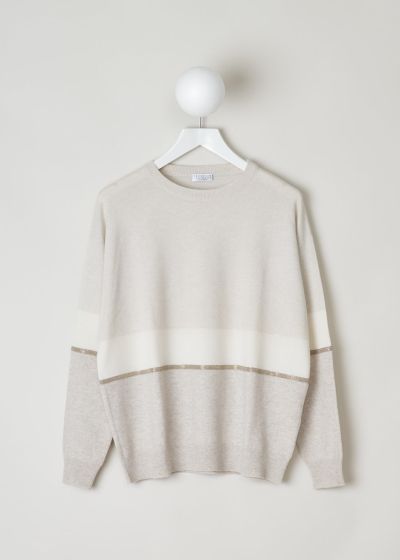 Brunello Cucinelli Three-tone sweater with beaded detailing photo 2
