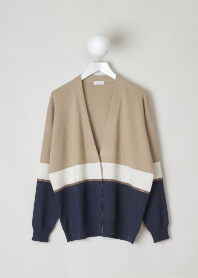 Brunello Cucinelli Tricolor cardigan with bronze beaded detailing  photo 2