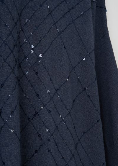 Brunello Cucinelli Dark blue knit dress with sequin detailing