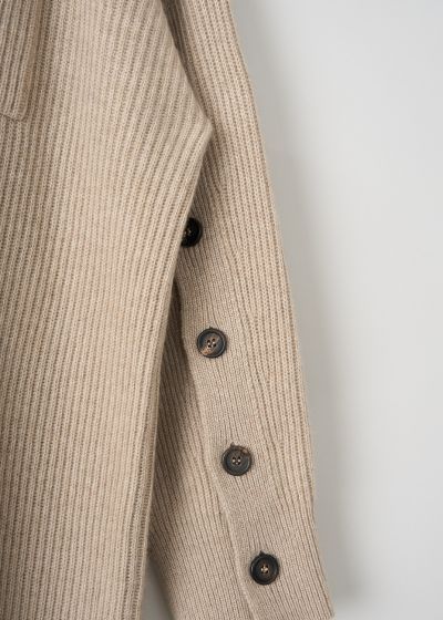 Brunello Cucinelli Beige rib knit dress with buttoned sleeves