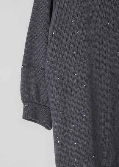 Brunello Cucinelli Grey knitted sweater dress with sequins 