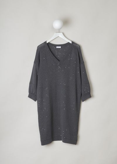 Brunello Cucinelli Grey knitted sweater dress with sequins  photo 2