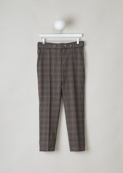 Brunello Cucinelli Brown checkered pants with matching belt  photo 2