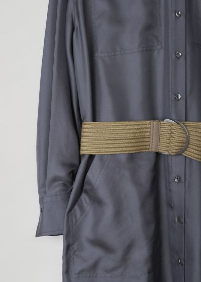 Brunello Cucinelli Anthracite shirt dress with braided belt