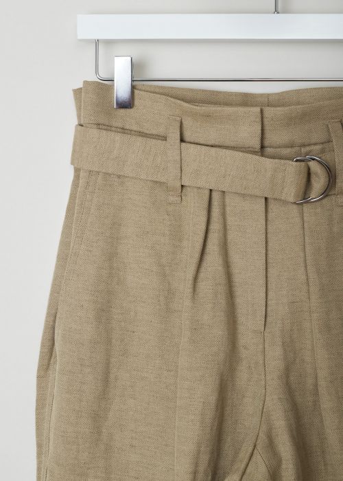 Brunello Cucinelli High-waisted khaki paperbag pants 