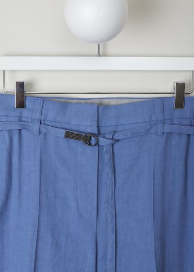 Brunello Cucinelli Blue linen pants with matching belt