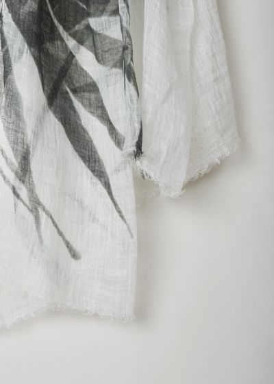 Brunello Cucinelli Linen scarf with green and white print