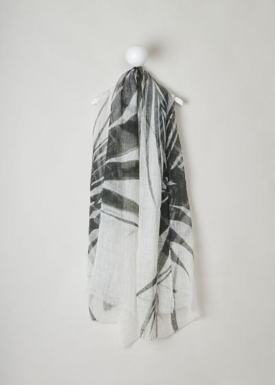 Brunello Cucinelli Linen scarf with green and white print photo 2