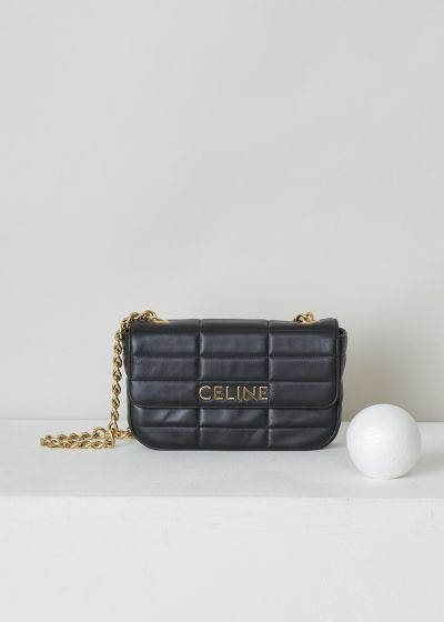 Celine Black matelassé chain bag with gold detail photo 2