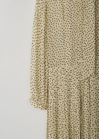 Celine Yellow silk dress with dotted print