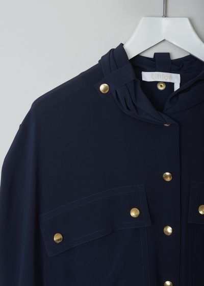 Chloé Ink navy dress with gold buttons