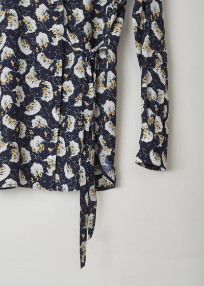 Chloé Navy blouse decorated with a colorful floral pattern