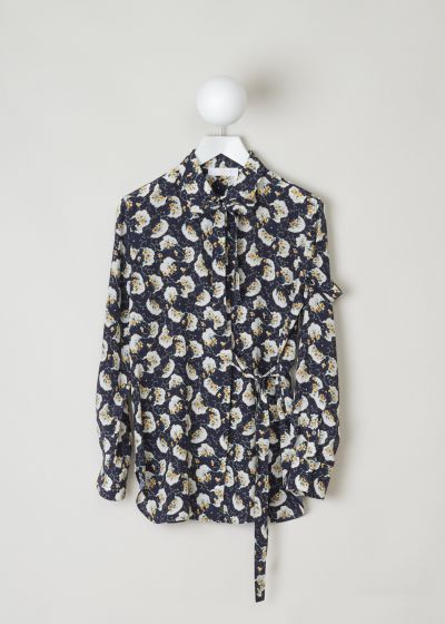 Chloé Navy blouse decorated with a colorful floral pattern photo 2