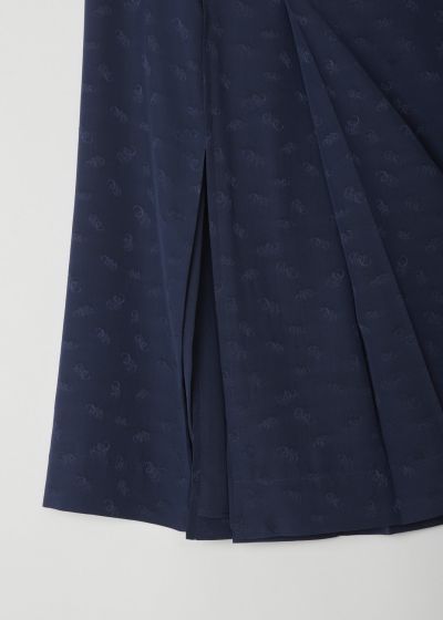 Chloé Blue silk jacquard skirt with silver-toned buttons