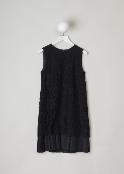Dolce & Gabbana Black lace dress with wool pleated detail photo 2