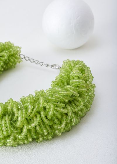 Dries van Noten Lime green glass beaded choker necklace 