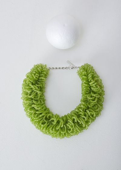 Dries van Noten Lime green glass beaded choker necklace  photo 2