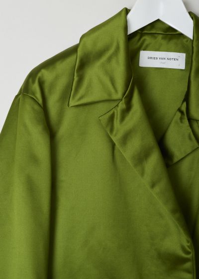 Dries van Noten Cropped metallic green jacket 