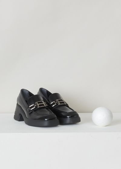 Hogan Black heeled moccasins  