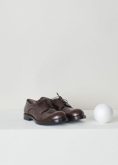 Jil Sander Maroon colored derby shoes with crocodile motif