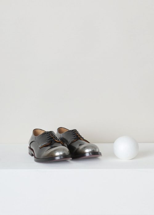 Jil Sander Black derby shoes with silver and red accents