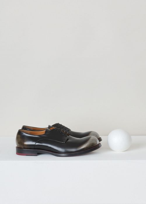Jil Sander Black derby shoes with silver and red accents photo 2