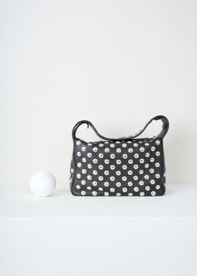 Khaite Black leather Elena shoulder bag with silver studs photo 2