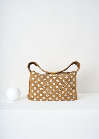 Khaite Elena shoulder bag with silver studs in Mud photo 2