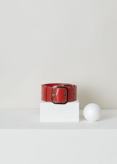 Marni Broad red belt with a double buckle detail photo 2