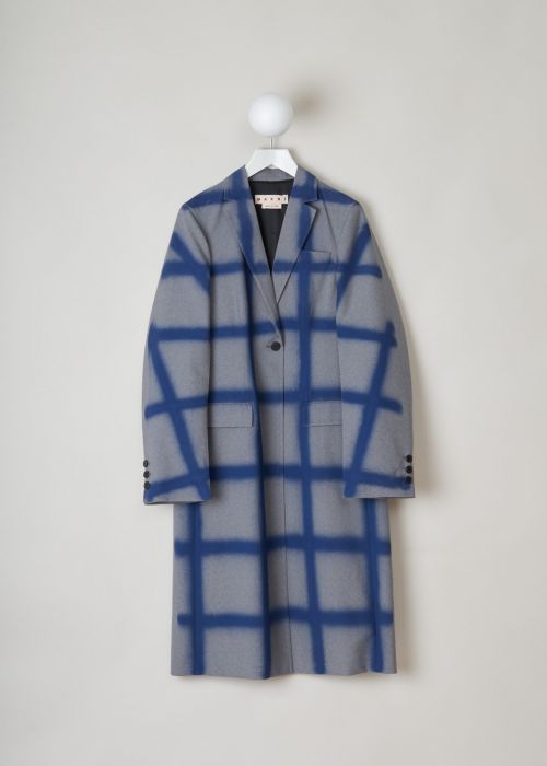 Marni Checkered overcoat in grey and blue  photo 2