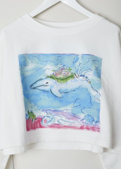 Marni Cropped white sweater with graphic print