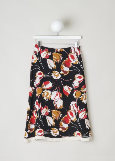 Marni Black A-line skirt with red floral print photo 2