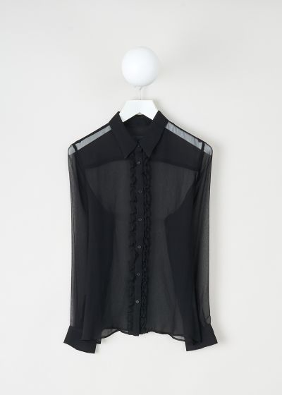 Nili Lotan Kris see-through silk shirt in black photo 2