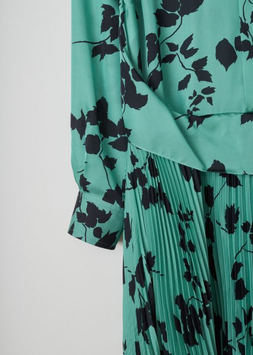 Plan C Leaf print pleated blouse dress