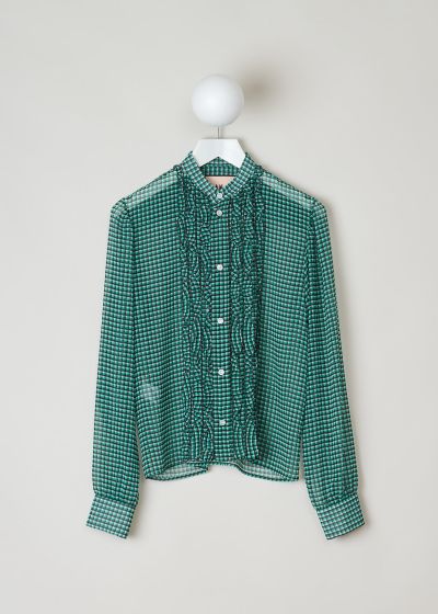 Plan C Green checkered blouse with ruffles photo 2